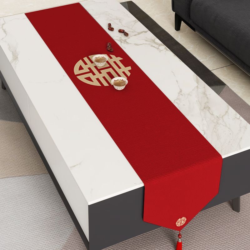 Wedding Xi character table runner red wedding decoration coffee table cloth tablecloth wedding festive TV cabinet dining table long tablecloth