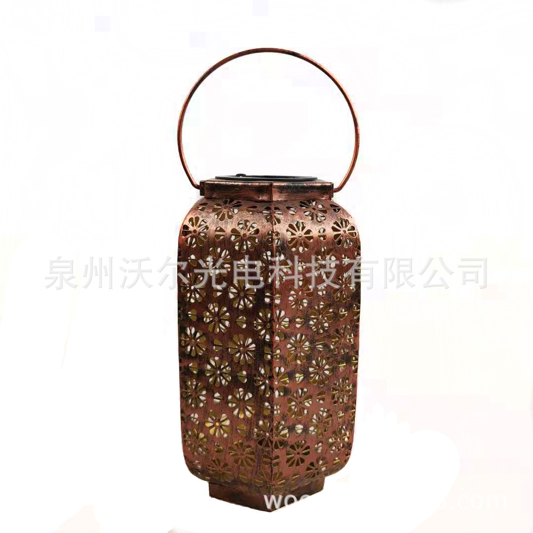 亚马逊LED 户外庭院装饰灯六角摩洛哥花纹镂空 复古  铁艺投影灯