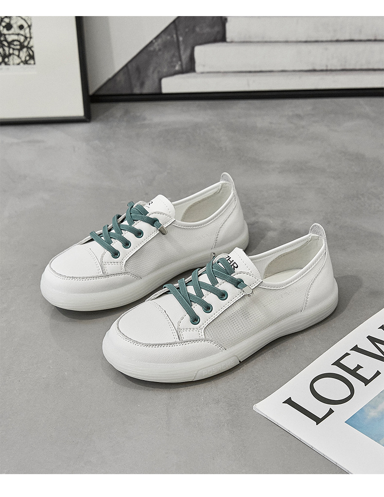 Giày sneaker nữ trắng mesh thoáng khí đế bằng — Màu be A81 chi tiết 27
