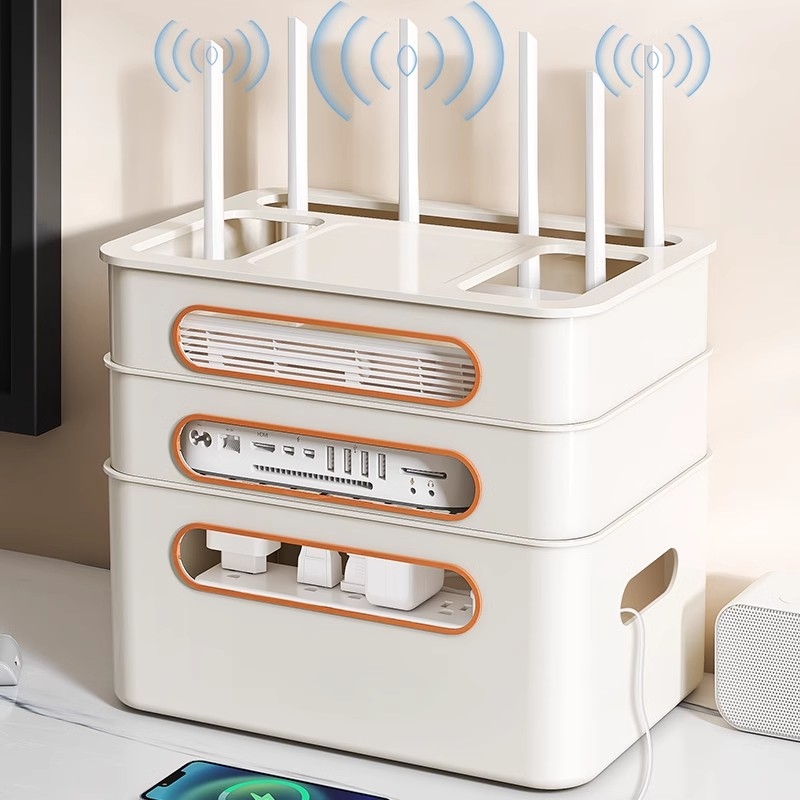 wifi路由器收纳盒电视机顶盒置物架插座电线整理神器无线光猫客厅