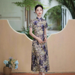 妈妈修身旗袍年轻款新款气质中国风女装民国复古改良优雅旗袍淑女