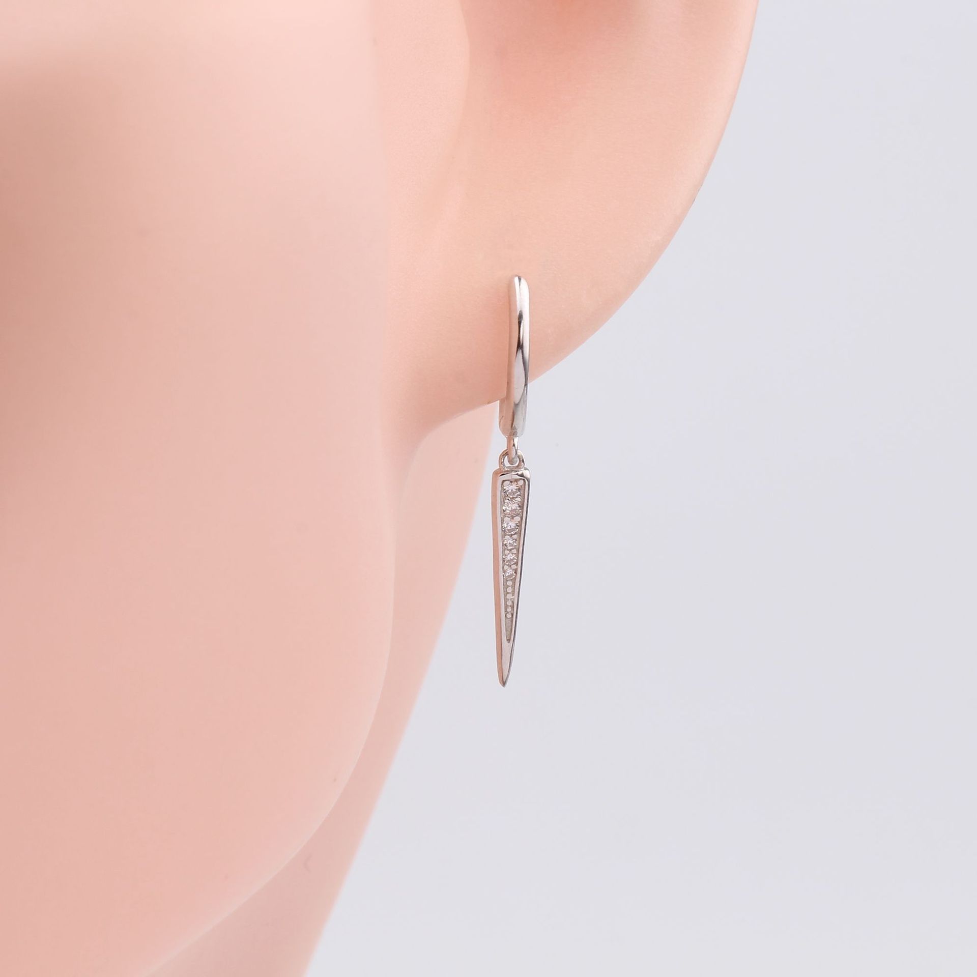 Daily Occasion 925 Sterling Silver Material 1 Pair 925 Sterling Silver Zircon Triangle Drop Earrings