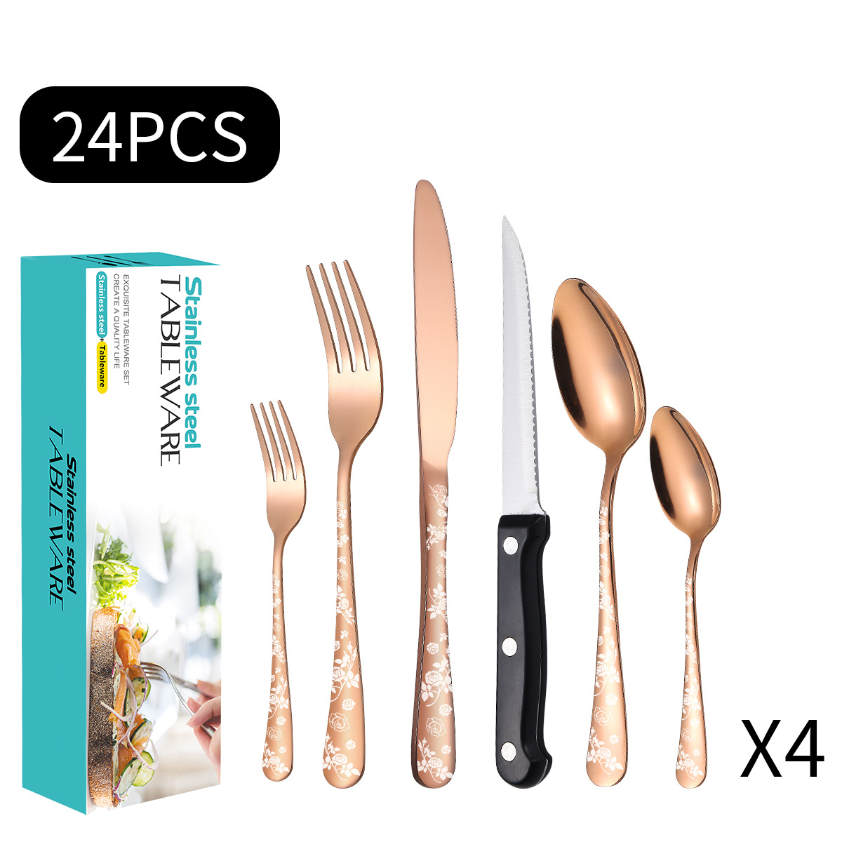 로즈 골드 24 개 세트 (블루 치약 상자)