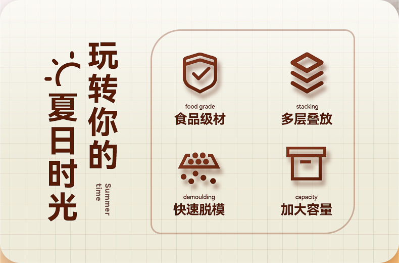 冰球模具双层自制冰块模具食品级圆形冰格带盖冰箱冰块制冰盒批发详情3