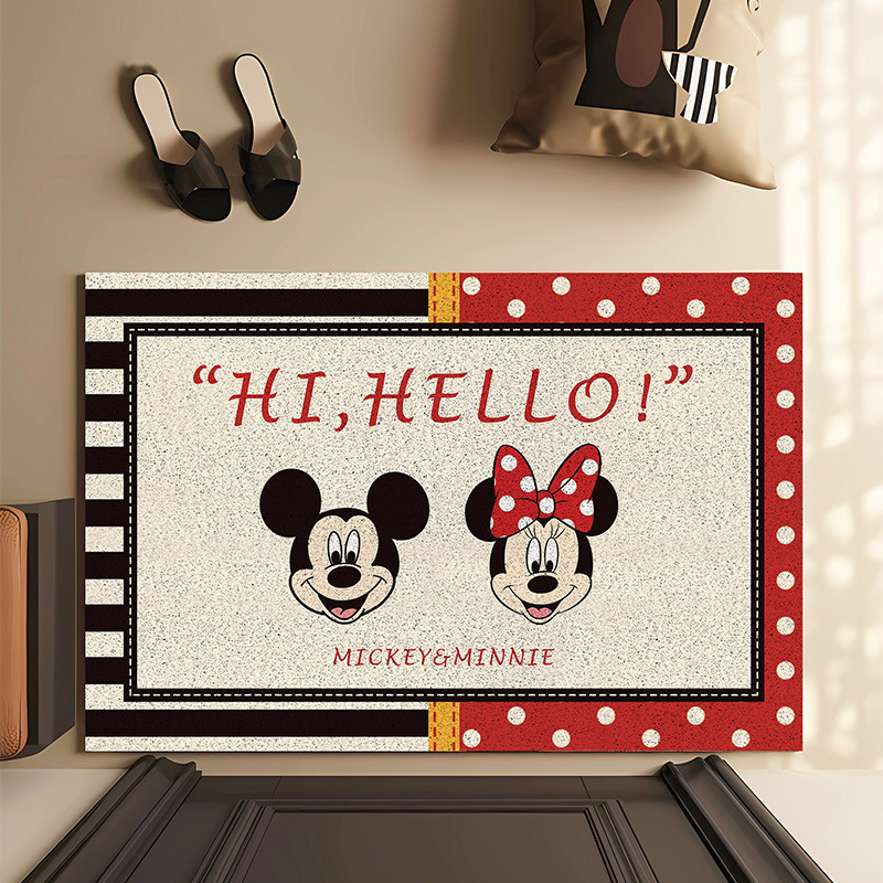 Cross-Border Cartoon Silk Circle Entrance Door Carpet, Dust-Removing and Dirt-Rubbing Foot Mat, Entrance Door, Stain-Resistant and Easy-Care Floor Mat