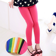 儿童韩版牛奶丝纯色打底裤薄款女童春夏弹力紧身糖果色冰丝九分裤