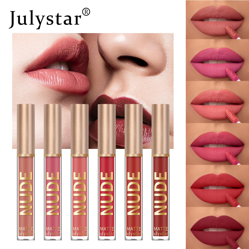European and American matte, frosted velvet non-fading lip gloss, natural, long-lasting and three-dimensional non-stick cup lip gloss lipstick wholesale undefined