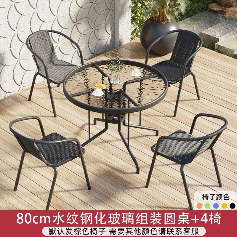 80 water pattern round table + 4 chairs [can be replaced by square table]