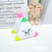 供应广告笔荧光笔三角形创意三色记号笔可定制印刷logo标注笔