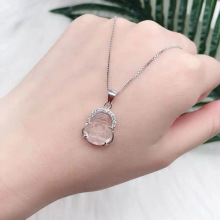 新款S925银小笑佛锁骨项链女国潮新中式白玉髓弥勒佛配饰一件代发