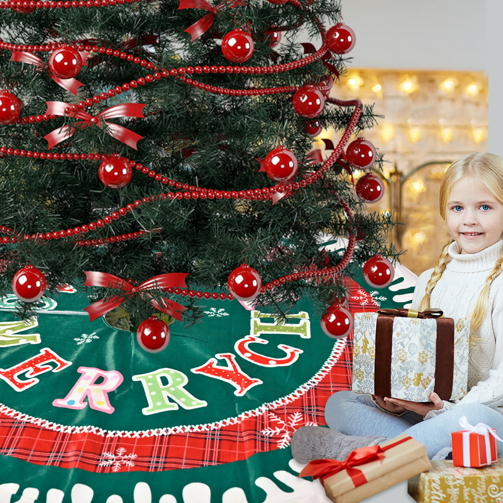 Christmas New Christmas Decoration Christmas Tree Dress Christmas Plaid Snowflake English Tree Dress Christmas Tree Bottom Decoration_voghion.com