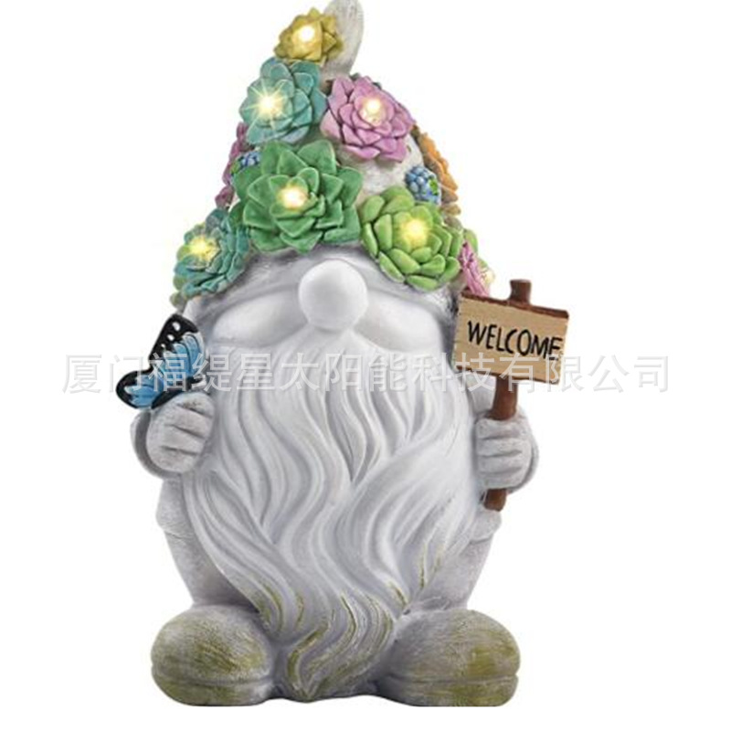 Lámpara de jardín solar al aire libre decoración de resina enano artesanía estatua lámpara de césped lámpara de decoración