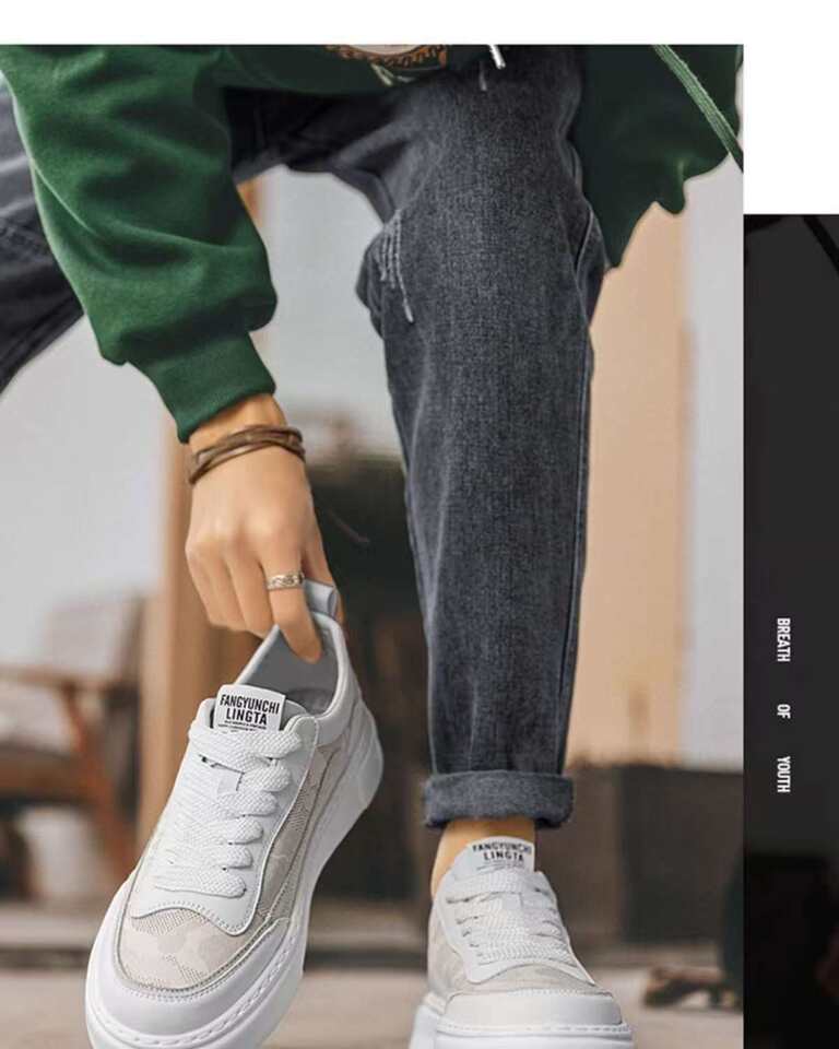 Giày nam vải canvas thoáng khí, giày thể thao cổ thấp chống trơn trượt, đế cao 3 cm — F 9355m màu, F9355 màu đen chi tiết 13
