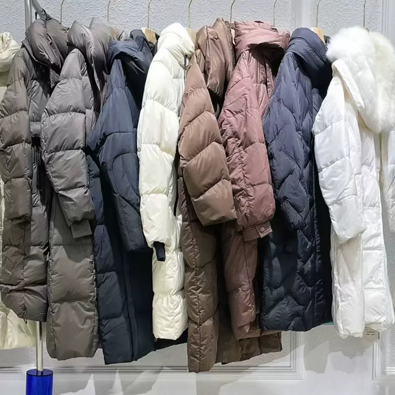 25冬款弟壹俪人鹅绒服收腰连帽中长款羽绒服品牌折扣直播一手货源