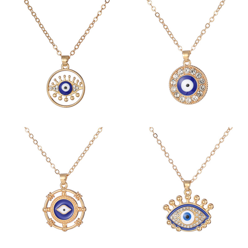 Retro Devil's Eye Rhinestones Alloy Wholesale Pendant Necklace display picture 2
