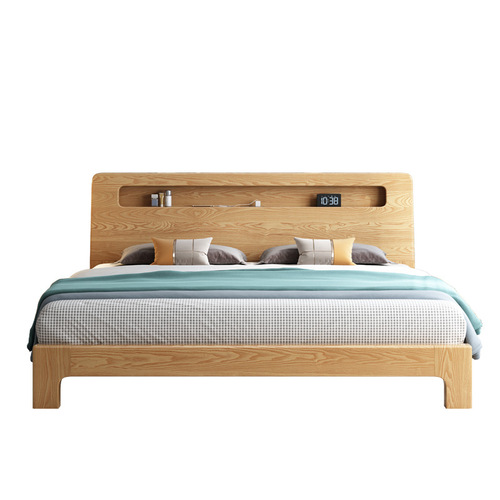 Modern Nordic bed solid wood bed small and medium-sized apartment master bedroom double bed ash wood bed 1.5m1.8m bed manufacturer approved