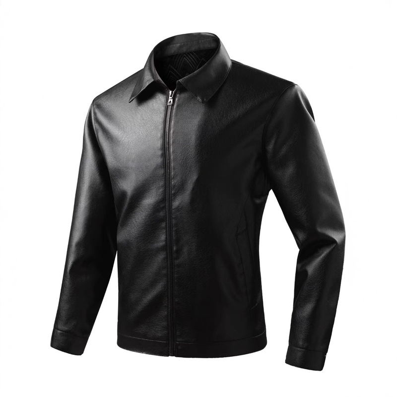Middle-Aged and Elderly Men's Fleece-Lined Thickened High-Quality Leather Jacket, Casual Leather Jacket, Business Leather Coat, Dad's Outfit