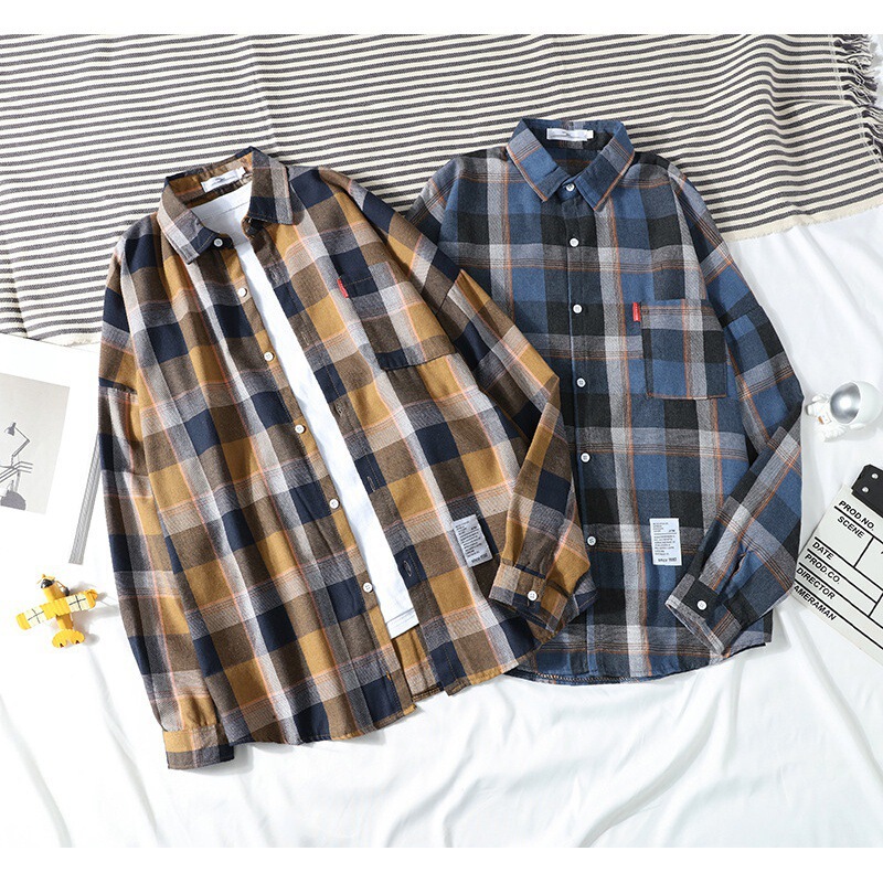Spring and Autumn Travel Wear Plaid Shirt Men's Loose Korean Style 2023 Spring and Autumn Couple's Plaid Shirt Light Mature Jacket Spring and Autumn Travel Wear Plaid Shirt Men's Loose Korean Style 2023 Spring and Autumn Couple's Plaid Shirt Light Mature Jacket