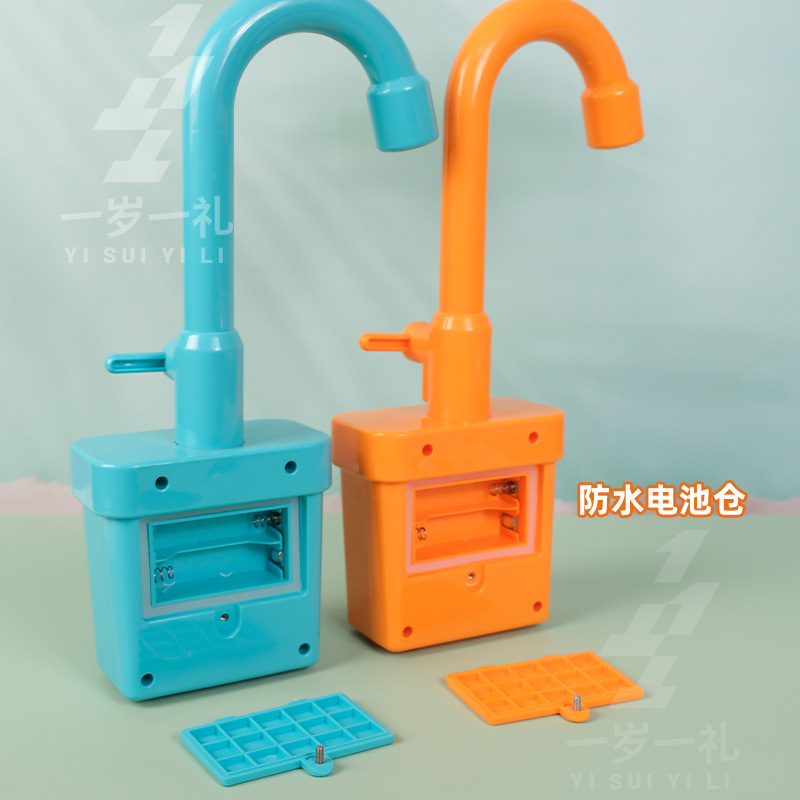 Grifos eléctricos juguetes de agua circular a través de la simulación de la casa cocina lavabo de verduras de madera mesa de comedor lavavajillas de apoyo