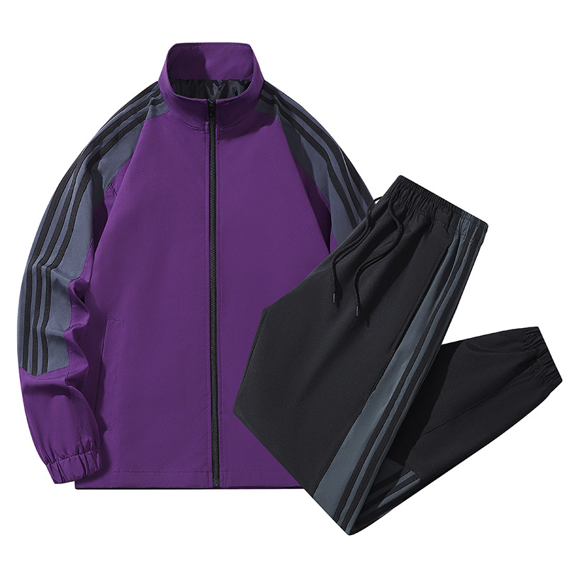 Primavera y otoño transfronterizos tres barras set de ropa deportiva para hombres chaqueta casual moda moda universal suelta personalizada dos piezas set