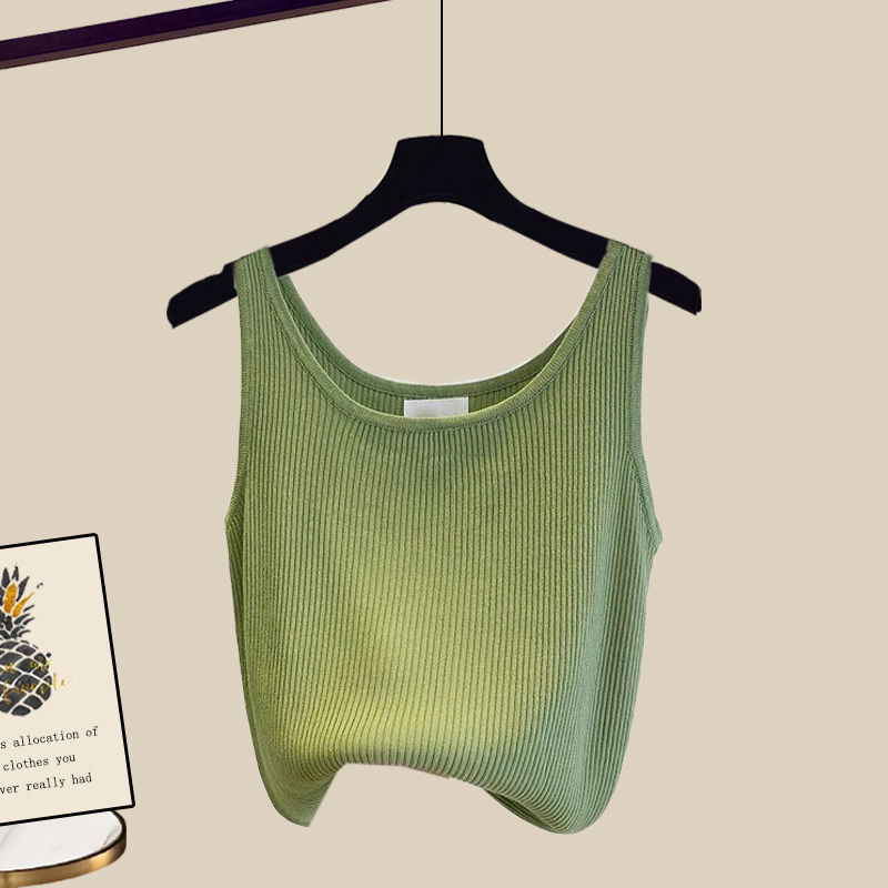 Small Camisole Women's Outer Wear Trendy Ice Silk Knitted Inner Base Shirt Slim-fit Sleeveless Short Top T-shirt Summer Wear Small Camisole Women's Outer Wear Trendy Ice Silk Knitted Inner Base Shirt Slim-fit Sleeveless Short Top T-shirt Summer Wear