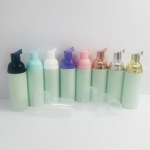60ml Mousse Foam Bottle with Sand Green Foaming Face Wash Bottle PET Cosmetic Portable Refill Bottle