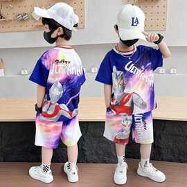 奥特曼夏季薄款男童女童运动服看球滴迦速干夏季男童女童夏装短袖