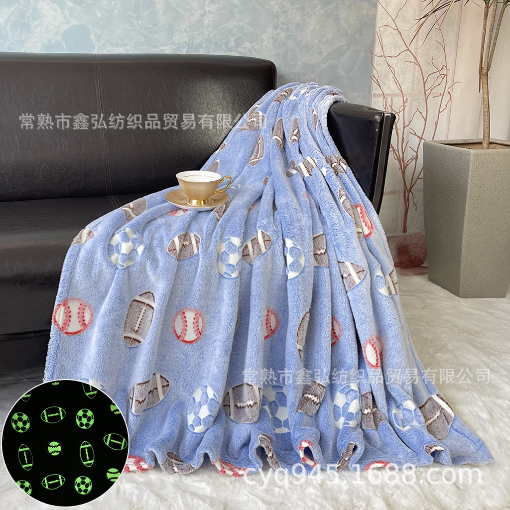 新设计卡通印花夜光珊瑚绒针织面料夜光胶印法兰绒毛毯四件套批发