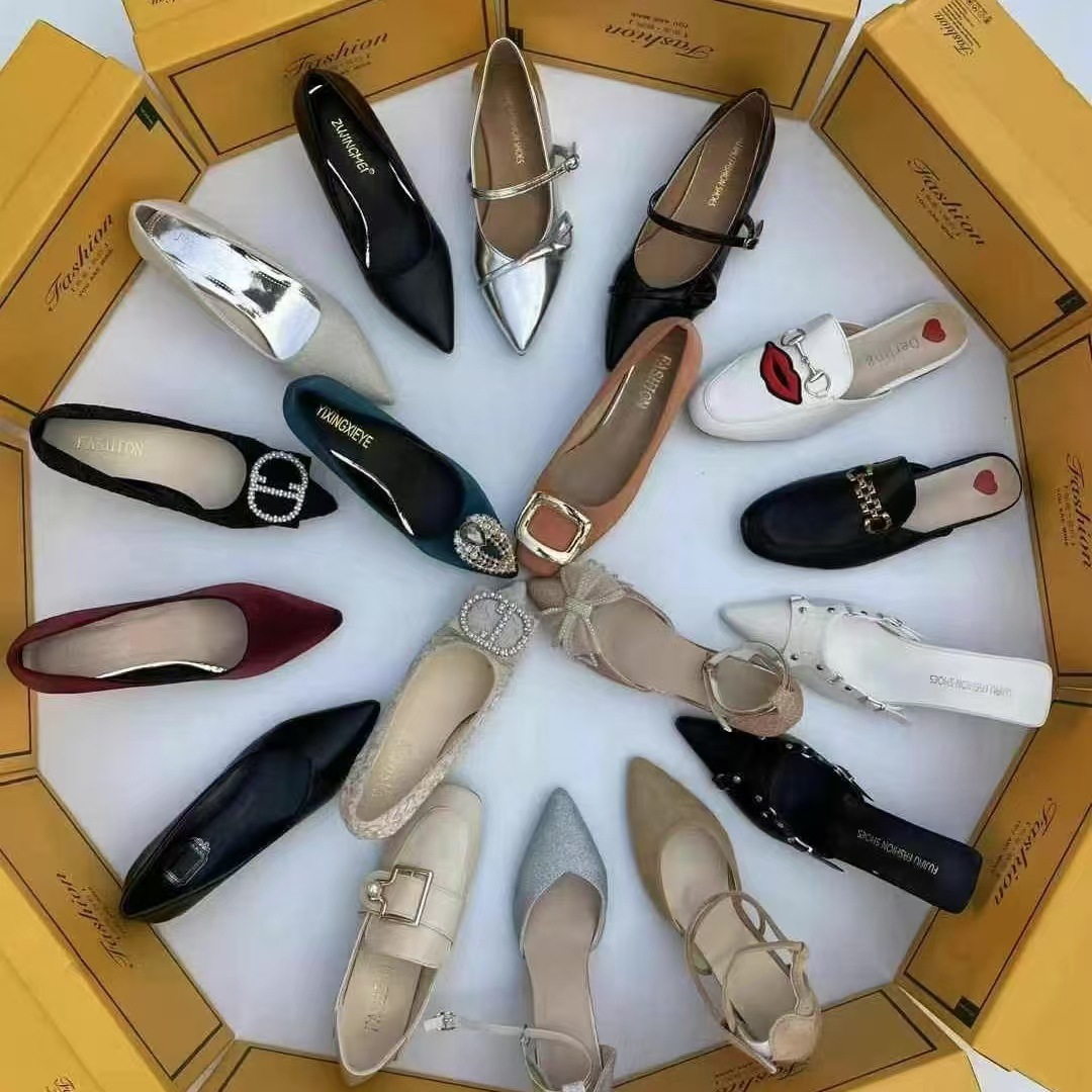 温州时装女鞋气质尖头中粗跟浅口单鞋库存处理鞋杂款外贸单鞋清仓