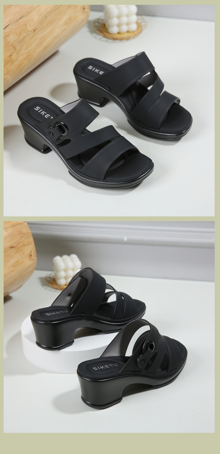 Dép sandal nữ quai chữ V đế xuồng đục lỗ thoáng khí, đế mềm chống trượt — màu nâu, màu đen, màu mơ chi tiết 15