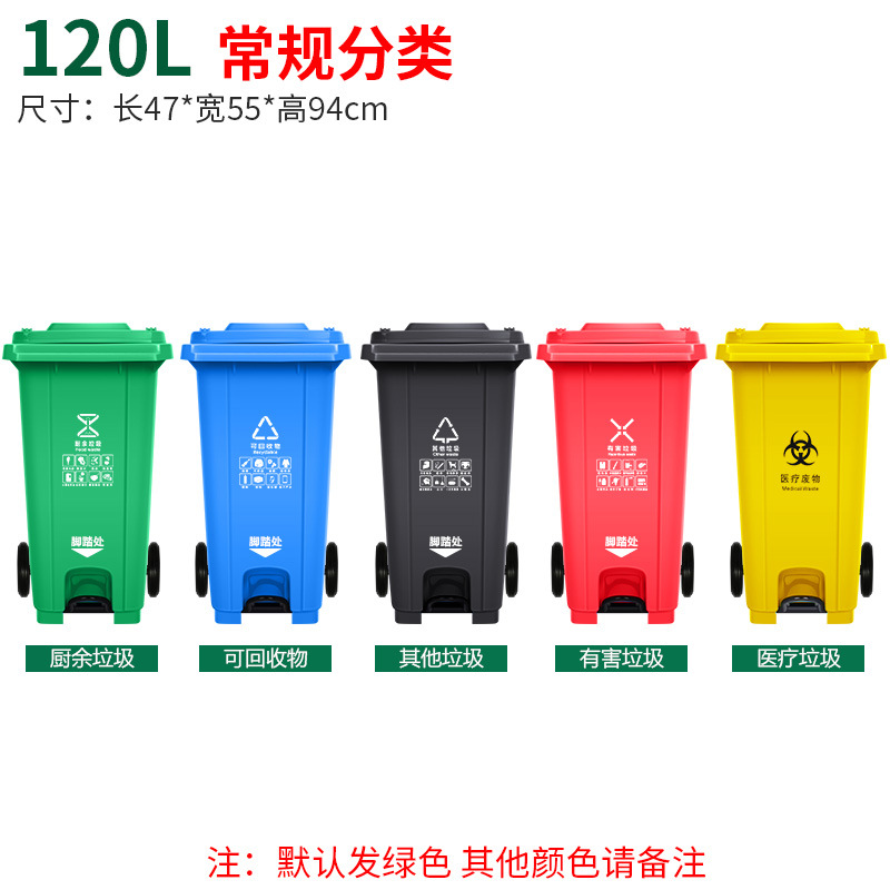120L Extra Thick Pedal Classified Printed Trash Can, Free Two Rolls of 120*140 Garbage Bags