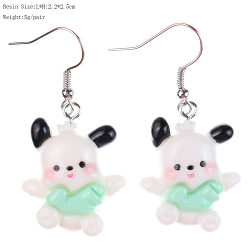 Japanese and Korean fun cartoon cute animal angel wing earrings creative childlike girl heart ear hook earrings