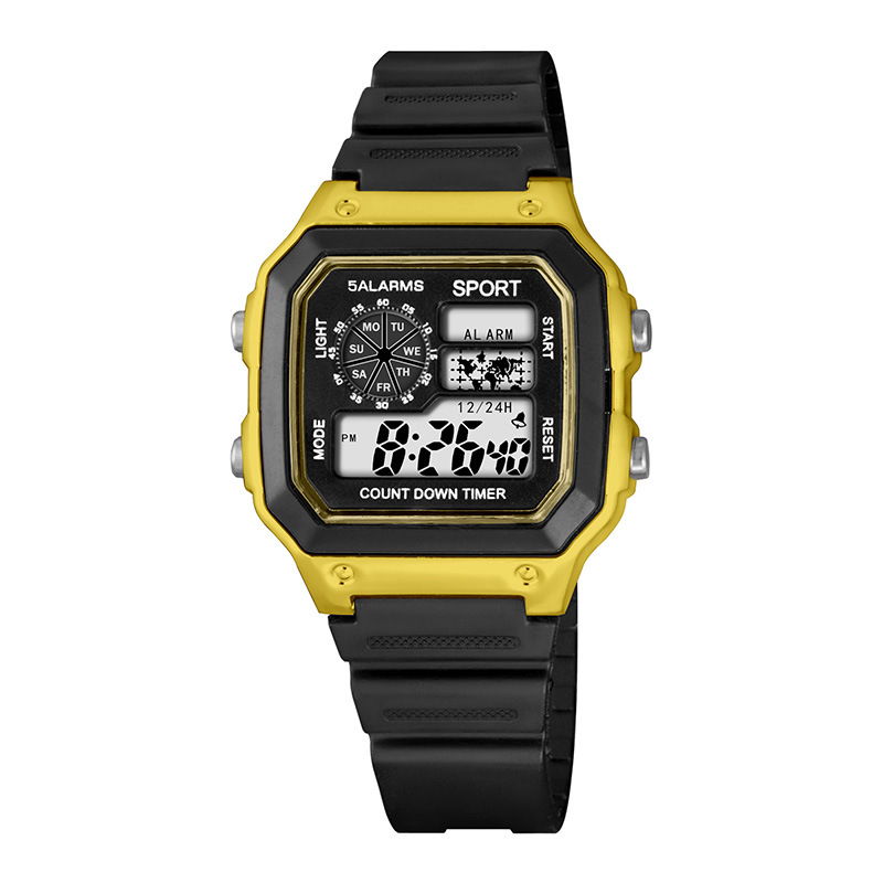 Explosiva estudiante cronometraje al aire libre deportes reloj electrónico moda comercio exterior alarma luminosa multifunción reloj electrónico piel
