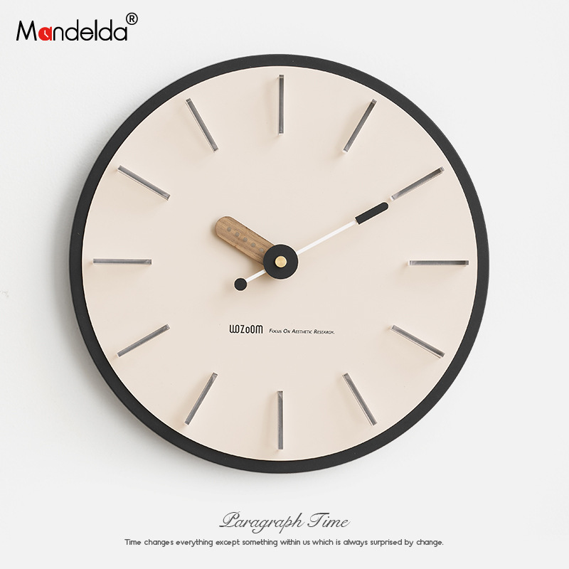 Mandelda Punch-free Nordic Living Room Wall Decoration Clock Light Luxury Home Wall Clock Clock