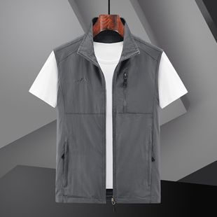 New Vest Men's Outdoor Leisure Spring and Summer Photography Fishing Vest Stand Collar Vest Waistoutwear Trendy Jacket