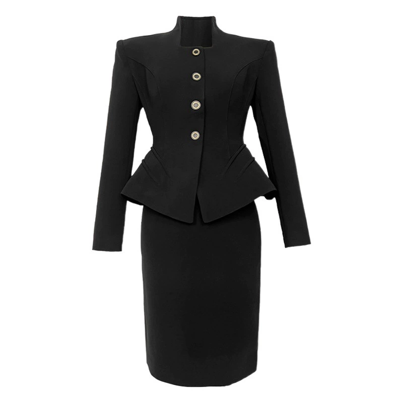 Французский стиль профессионального платья для женщин 2025 ранняя весна стиль Хепберн маленькое черное платье офисный костюм юбка 30021