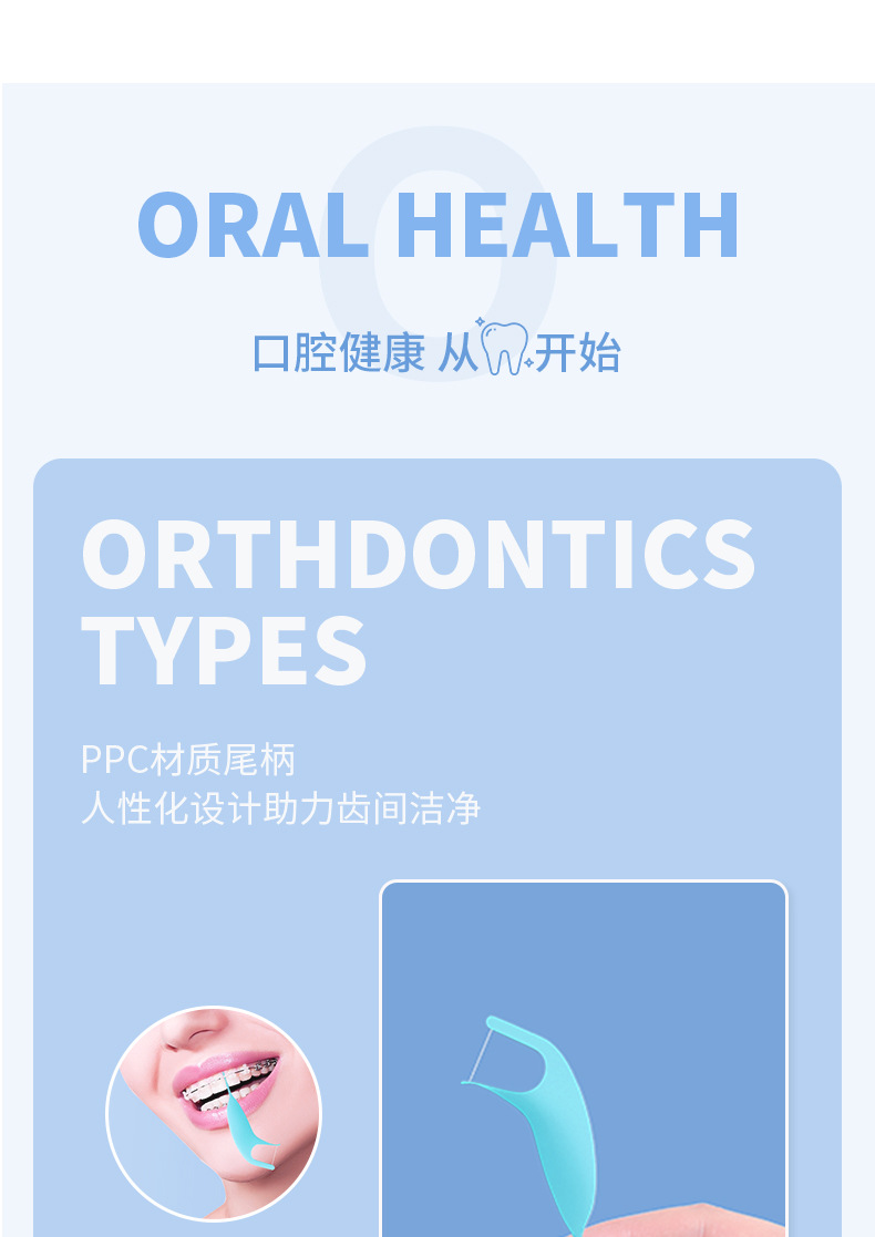 Oral care kit orthodontic floss sticks fluoride toothpaste
