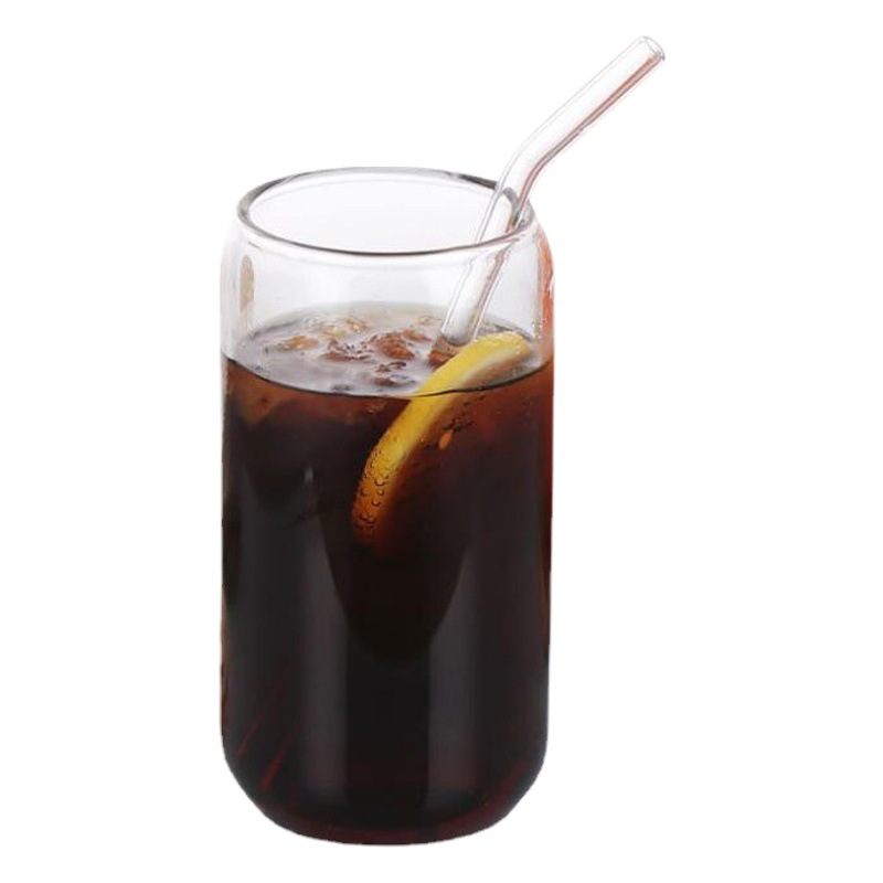 Taza de coke borosilicato al por mayor transfronteriza de 16oz Taza de café de jugo de alto valor Taza de vidrio de viento ins resistente a altas temperaturas