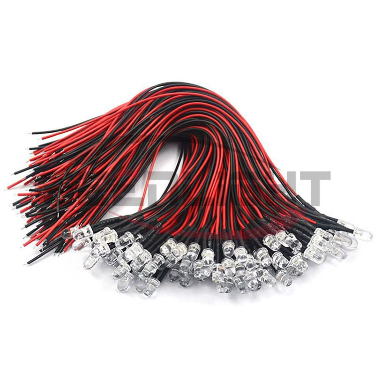 Transparent multicoloured LED indicator lamp, 12v, 5mm