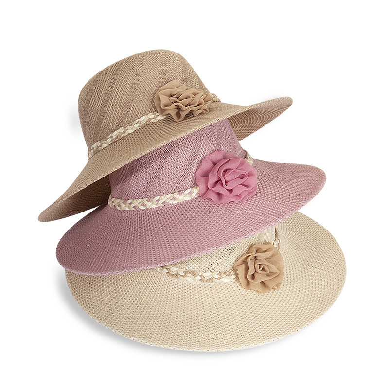 Simple Style Style Women's Simple Style Flower Big Eaves Straw Hat