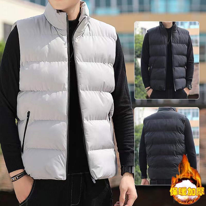 Chaqueta de invierno de color sólido chaleco de hombre de moda suelta versátil grueso chaleco de pareja caliente