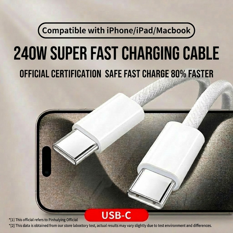 240W Nylon Braided Cable Usbc to C Fast Charging Cable Suitable for Apple 17 Tablet Mac Computer Data Cable 240W Nylon Braided Cable Usbc to C Fast Charging Cable Suitable for Apple 17 Tablet Mac Computer Data Cable