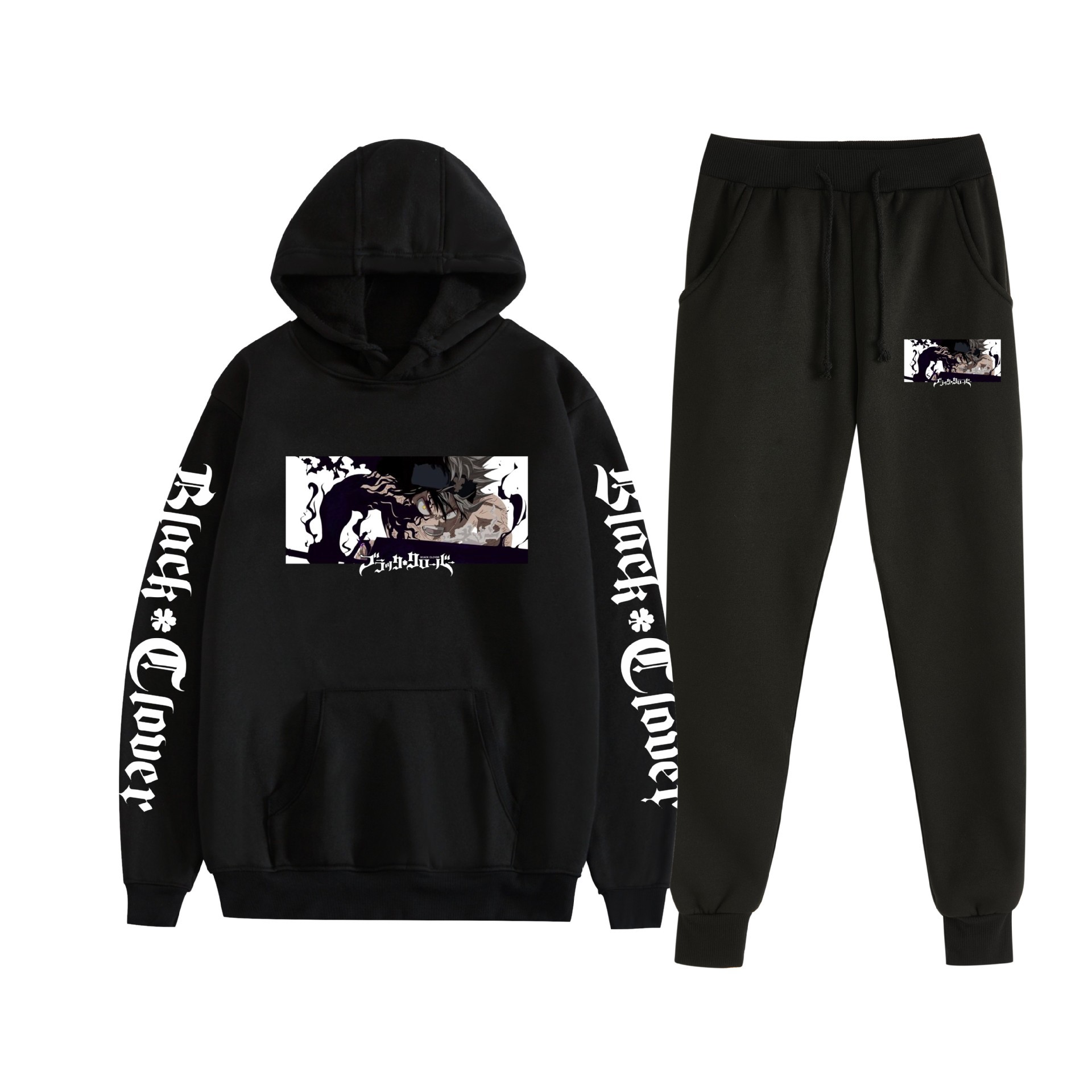 Comercio exterior nuevo estilo riman black trébol de cuatro hojas-Black Clover suéter con capucha corsés traje de dos piezas