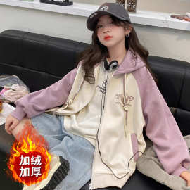 女童加绒外套秋冬款2024新款洋气儿童加厚棒球服中大童冬装上衣棉