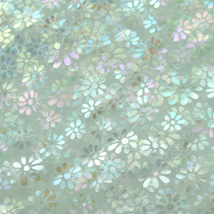 2025 nuevo hilo de malla artesanal estampado de flores tela de color fantasma primavera y verano vestido de boda tela de niña