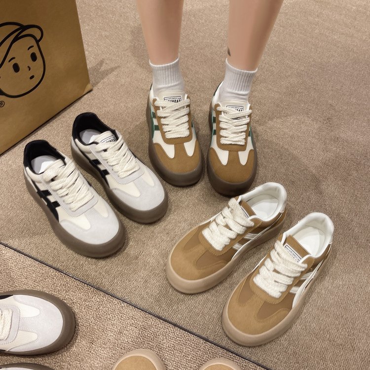 Plataforma Maillard zapatos de entrenamiento alemanes de cuero genuino de las mujeres retro zapatos de argán a juego zapatillas de deporte casuales ins moda Otoño 2024