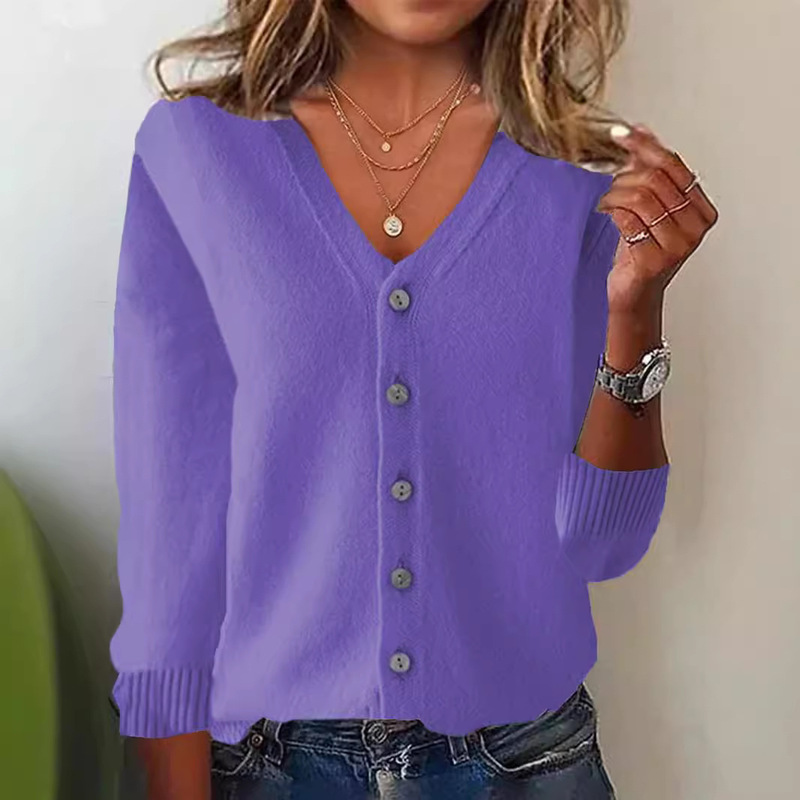 Cross-Border Wholesale Spring and Autumn V-Neck Long-Sleeve Cardigan for Women, Plus-Size Coat, Sweater, Knitwear, Loose Fit, Slimming Base Shirt Cross-Border Wholesale Spring and Autumn V-Neck Long-Sleeve Cardigan for Women, Plus-Size Coat, Sweater, Knitwear, Loose Fit, Slimming Base Shirt