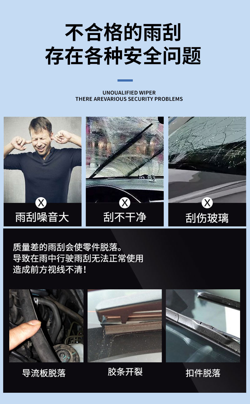 Wholesale multifunctional head-changing boneless wiper universal fit any model universal front wiper factory direct sales