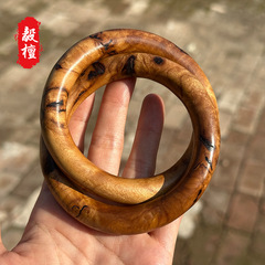 批发雷击枣木乾坤圈阴阳环男女手镯一体道家法器木雕手把件厂家