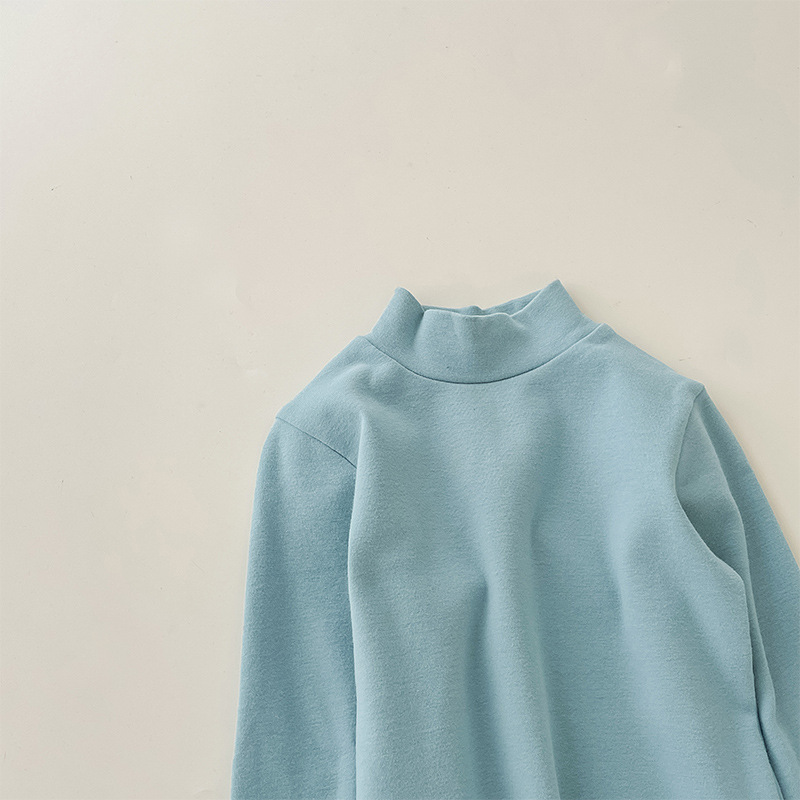Camiseta de cuello medio elástica de 280 g para niños y niñas, estilo otoño 2026, talla 150-160